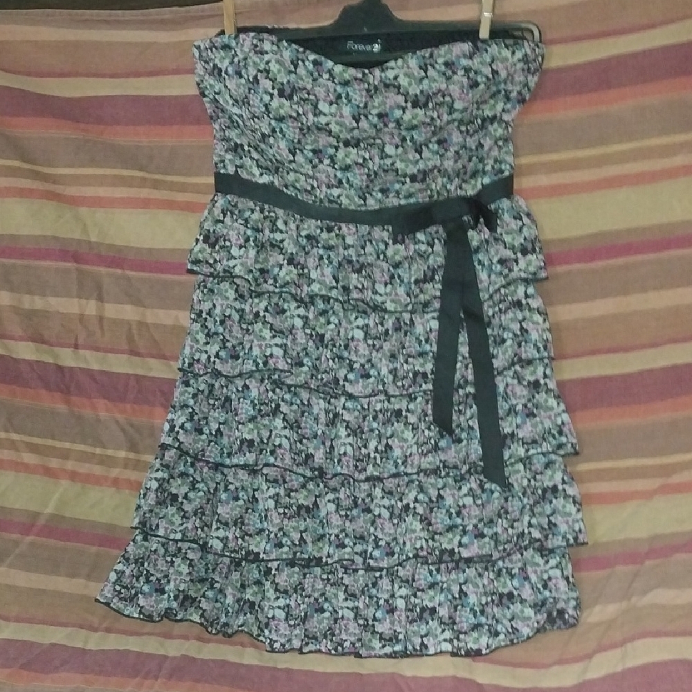 Forever 21 Black Strapless Ruched Sundress